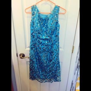 Blue Sequin Cocktail Dress